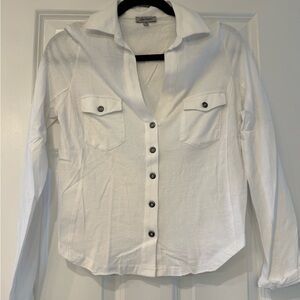 Lisa Todd Crisp White Button-Front Shirt with Chest Pockets